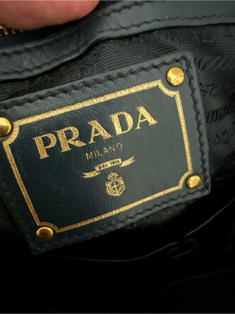 Prada Teal Ruched Nylon Satchel with Gold Hardware and Leather Trim - Picture 6 of 7